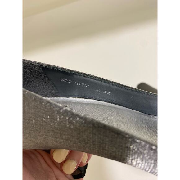 Stuart Weitzman slate gray silver shimmer evening heels pumps size 6 - Picture 10 of 12